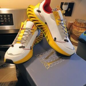 Stylish White and Yellow Sneakers